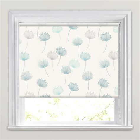 Pretty Dandelion Patterned Roller Blinds In White Blue And Grey