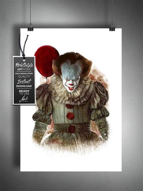 Clown Pennywise Stephen Kings It Horror Artwork Handmade Printable Art Poster Instant