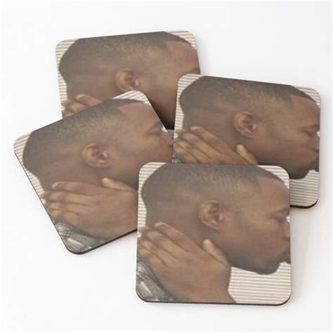 Two Black Men Kissing Meme Left Coasters Set Of 4 For Sale By