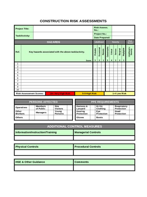 Construction Risk Assessment Template 4 Free Templates In Pdf Word