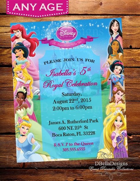 Disney Princess Birthday Invitation Printable Royal Tea Party