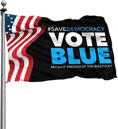 Evisuk Save Democracy Vote Blue 4x6ft Colorfast Uv Resistant Flag 100 Polyester
