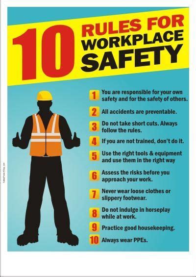 10 Rules To Follow Safety Posters Construction Safety Workplace