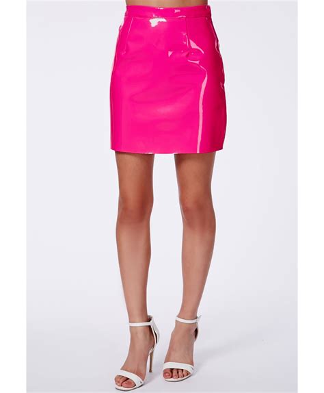 Missguided Nagsia Neon Pink Pvc Mini Skirt In Pink Lyst
