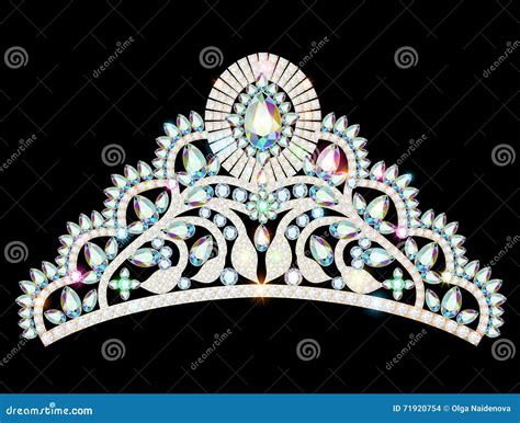 Crown Diadem Tiara Women With Glittering Precious S Stock Vector
