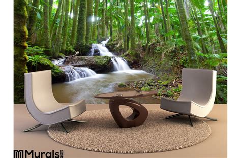 Waterfall Tropical Palm Forest Wall Mural