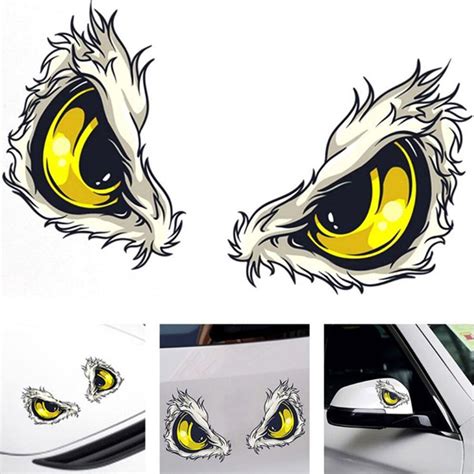 New Arrival 2pcs Stereo Reflective Cat Eyes Car Sticker Auto Side