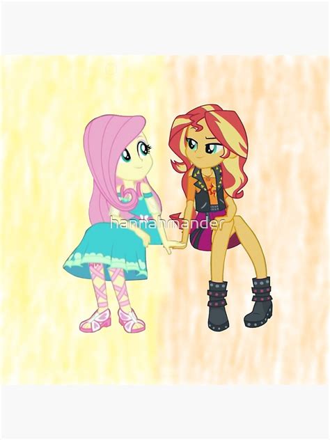 Sunset Shimmer And Fluttershy Poster By Hannahmander Redbubble