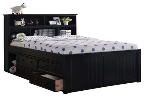 Queen Size Captains Bed With Bookcase Headboard Hanaposy