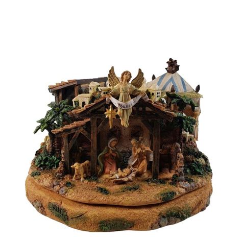 Musical Nativity Set That Plays Silent Night Etsy