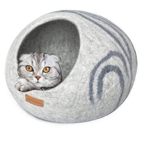 Meowfia Premium Felt Cat Cave Bed Light Gray