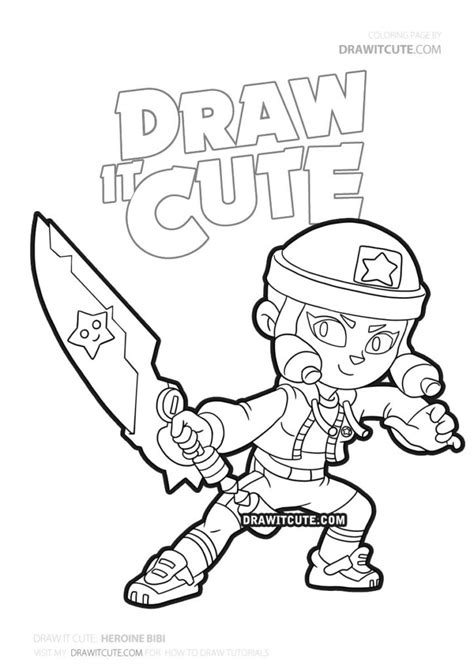 Color for fun fan art coloring pages and more. Heroine Bibi | Brawl Stars coloring page - Draw it cute # ...