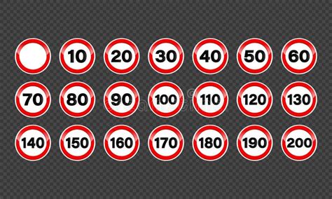 Set Of Speed Limit Signs Icons Vector On Isolated Background Eps 10