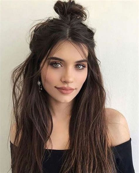 41 Beautiful Long Hairstyle Ideas For Women Half Bun Hairstyles Easy