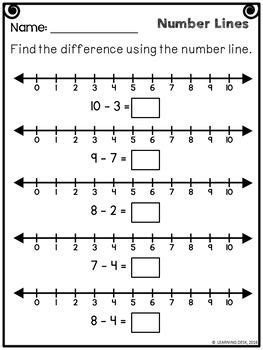 number lines subtraction   worksheets google  kindergarten