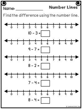Number Lines Subtraction Worksheets | Number line subtraction, Number