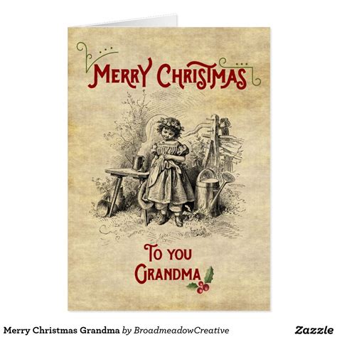 Merry Christmas Grandma Holiday Card Zazzle Custom Christmas Cards