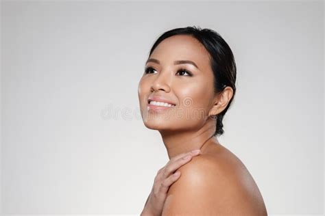 Beauty Portrait Of A Smiling Half Naked Asian Woman Stock Photo Image Of Face Healthy