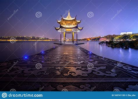 Ancient Jixian Pavilion At West Lake Hangzhou China Stock Image