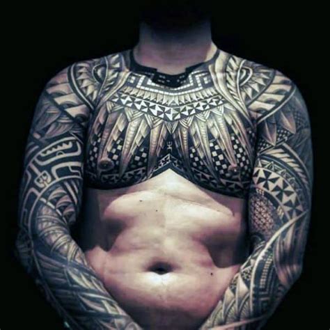 50 Polynesian Chest Tattoo Designs For Men Tribal Ideas