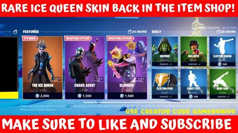 For the article on the save the world shop, please see llama shop. Rare Ice Queen Skin Back!! Fortnite Item Shop January 12 ...