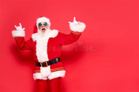 Real Crazy Santa Claus In Funny Sunglasses Posing Stock Photo Image