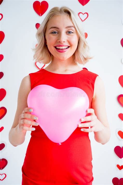 Girl Holding Heart Balloon Stock Image Image Of Background 101372393