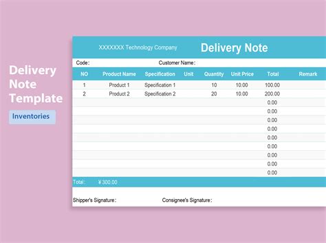 Excel Of Delivery Note Formxlsx Wps Free Templates