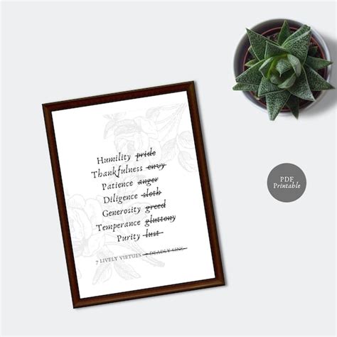 7 Lively Virtues Combat The 7 Deadly Sins 8x10 Instant Etsy