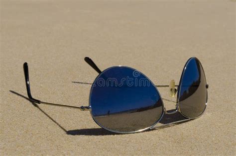 Pair Of Sunglasses On Beach Sand Closeup Stock Photo Image Of Sand