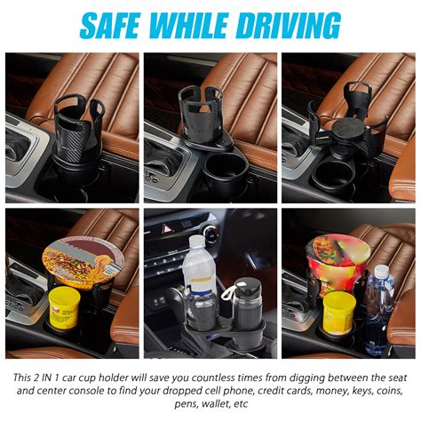2 In1 Universal Car Cup Holder Extender Upper Cup Mount 360° Rotating