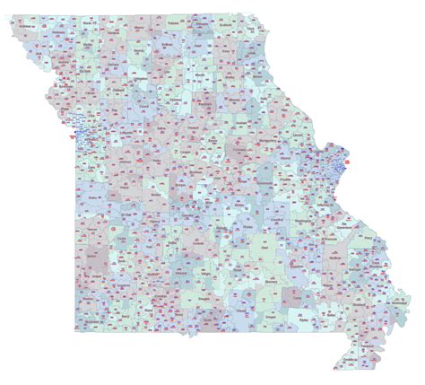 Preview Of Missouri Zip Code Vector Map Lossless Scalable Aipdf Map