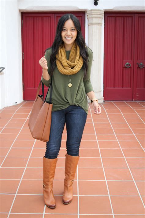 green twist sweater scarf skinnies riding boots tote hipster outfits fall fall outfits