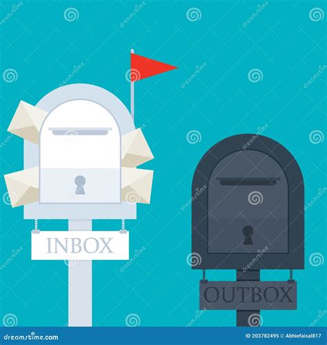 Inbox And Outbox Full Letter With Mailbox Flat Design Cartoon Vector