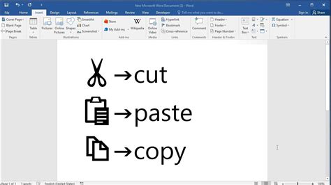 how to insert cut copy and paste symbols in word youtube