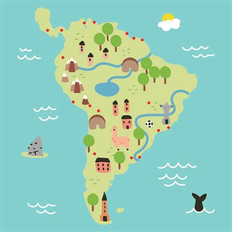 Mapa colorido super da América do Sul Download Vetores e Gráficos