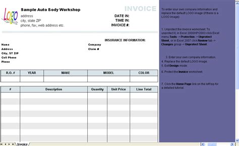 My problem is it will just paste in the first row. Automotive Repair Invoice Template - Invoice Manager for Excel