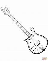 Guitar Coloring Electric Pages Printable Outline Bass Drawing Adult Getdrawings sketch template