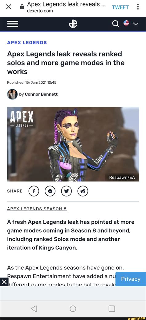 Apex Legends Leak Reveals Tweet Apex Legends Apex Legends Leak