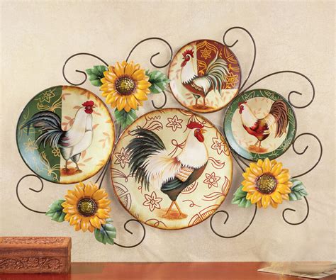 See more of kitchen chickens: French Country Rooster Wall Art Four Plates Sunflower ...