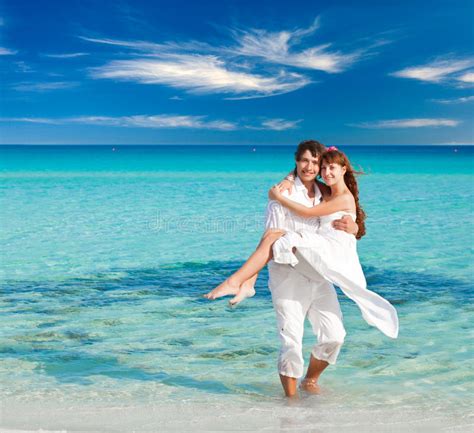 Beautiful Caucasian Couple On The Beach Stock Image Image Of Adult