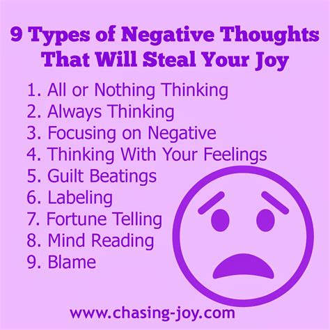 9 Types Of Negative Thoughts That Steal Your Joy Chasing Joy
