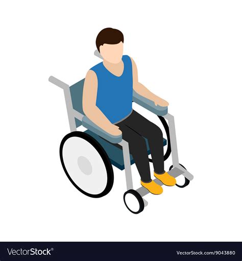 Man Sitting On Wheelchair Icon Isometric 3d Style Vector Image