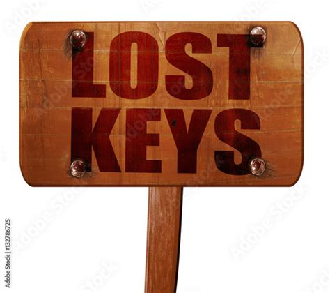 Lost Keys 3d Rendering Text On Wooden Sign Stock Photo And Royalty