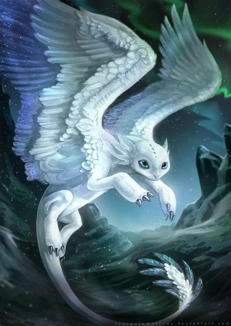 Dragon White Feathers Dragons Mythical Creatures Art Dragon