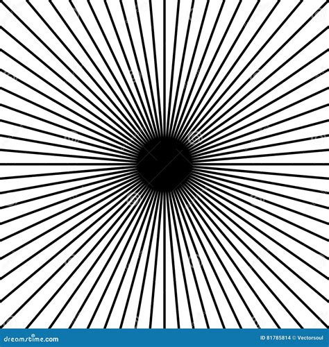 Radial Radiating Straight Thin Lines Circular Black And White Stock