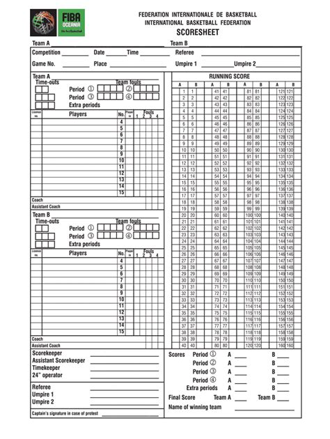 Pdf Printable Pdf Basketball Score Sheet Printable Templates