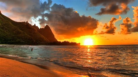 La Puesta De Sol Más Hermosa De La Playa Atardecer Fondos De Pantalla