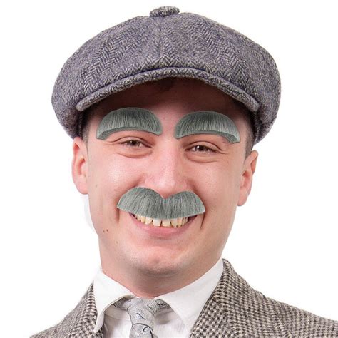 Eyebrow And Mustache Set Old Man Bushy Stick On Fake Grey Eyebrows