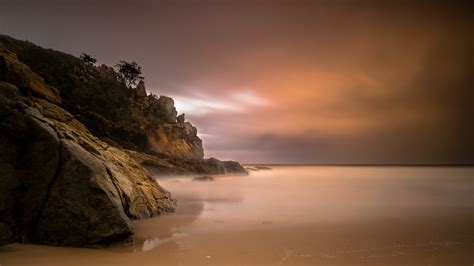 Wallpaper Landscape Nature Sky Shore Rocks Beach Sea Mist